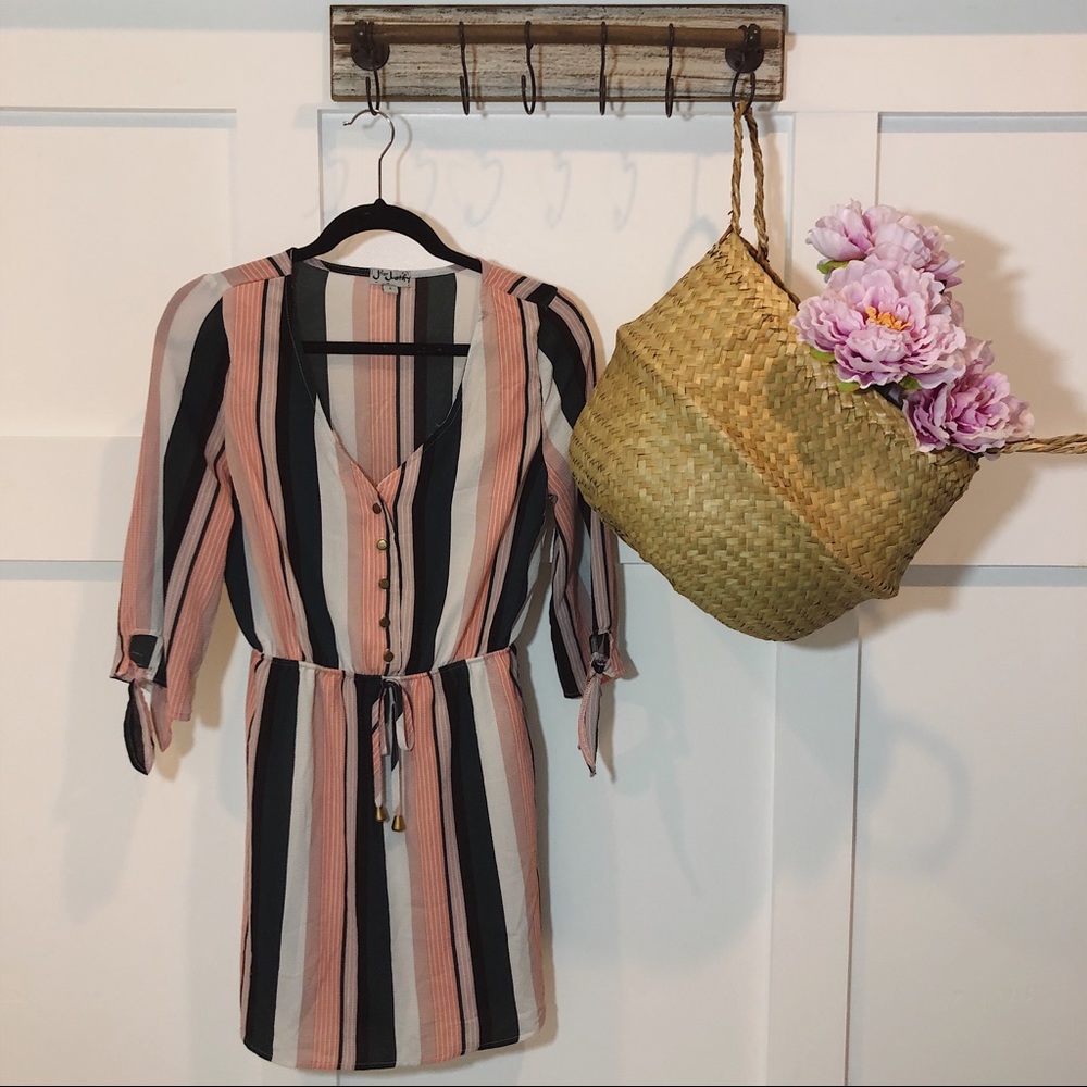 J For Justify Green Pink Stripe Dress